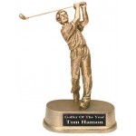 Personalized 8 3/4" Antique Gold Male Golf Resin