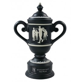 Men's Vintage Ceramic Golf Cup Trophy - Black / Bone Custom Imprinted