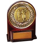 Stock 5 1/2" Medallion Award With 2" Golf Female Coin and Engraving Plate Custom Imprinted