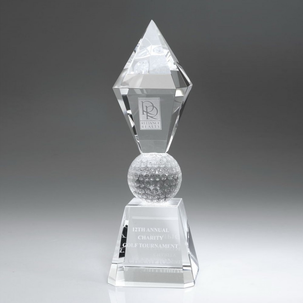 Customized 11" Crystal Award - Golf Scepter Customized 11" Crystal Award - Golf Scepter