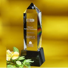 Logo Branded 10" Liberty Obelisk Crystal Award w/Base