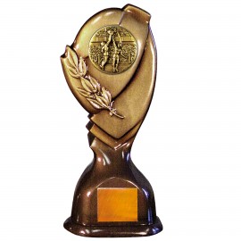 Stock Classic 10" Trophy with 2" Basketball Female Coin and Engraving Plate Custom Branded