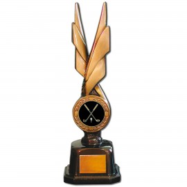 Stock Phoenix 14" Trophy with 2" Golf Coin and Engraving Plate Logo Printed