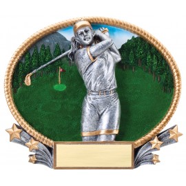 Promotional Golf, Female 3D Oval Resin Awards -Large - 8-1/4" x 7" Tall