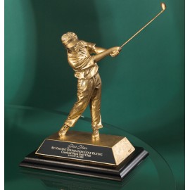 Custom Antique Gold Resin Male Golfer