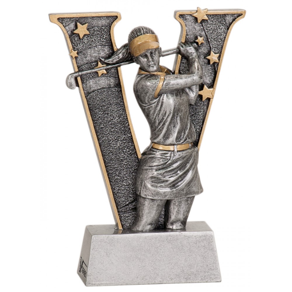 Custom Imprinted V Series Resin Female Golf Figure - 5" Custom Imprinted V Series Resin Female Golf Figure - 5"