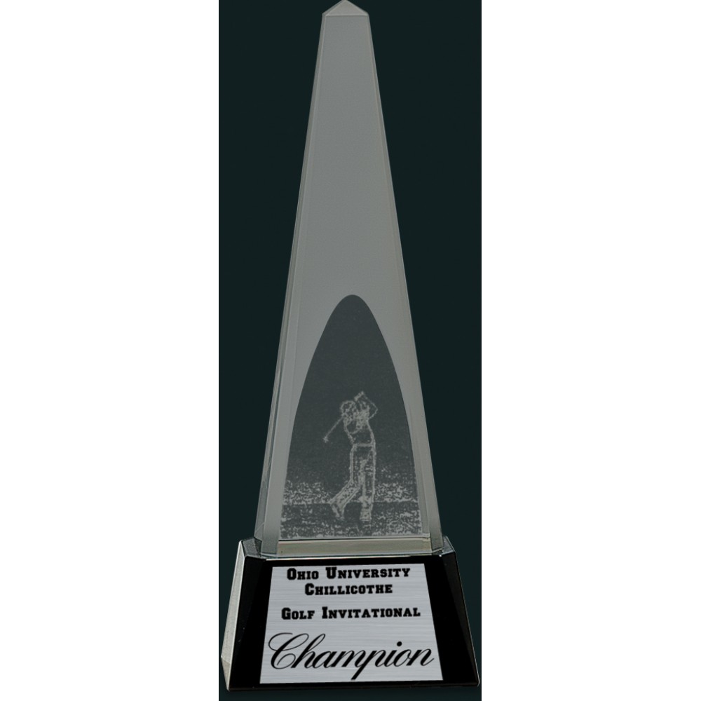 Crystal Golfer Tower 11 1/2" Custom Imprinted Crystal Golfer Tower 11 1/2" Custom Imprinted