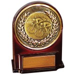 Stock 5 1/2" Medallion Award With 2" Bicycling Coin and Engraving Plate Custom Imprinted