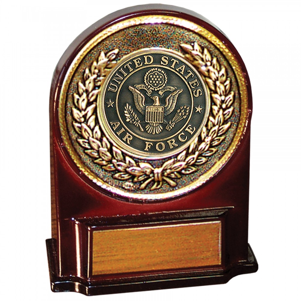 Custom Stock 5 1/2" Medallion Award With 2" US Air Force Coin and Engraving Plate