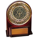 Custom Stock 5 1/2" Medallion Award With 2" US Air Force Coin and Engraving Plate