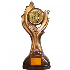 Stock 12" Victory Trophy With 2" Golf Female Coin and Engraving Plate Logo Printed