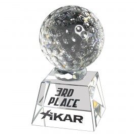 Trophy Award - Crystal Golf Ball on crsytal base Custom Imprinted