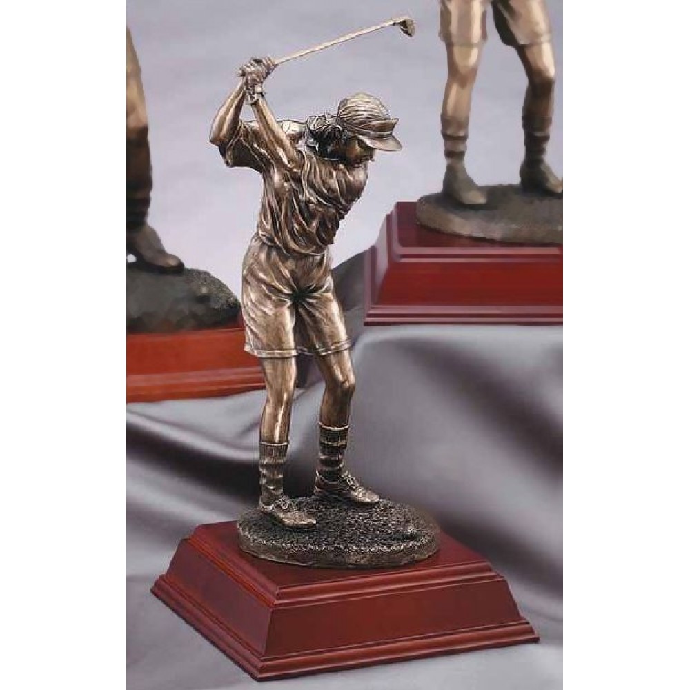Custom Engraved Majestic Resin Female Golfer (16 1/2") Custom Engraved Majestic Resin Female Golfer (16 1/2")