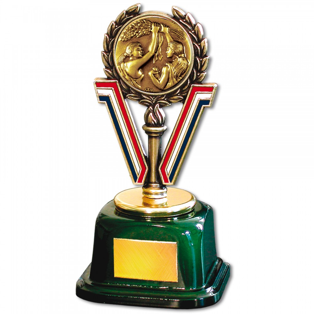 Promotional Stock 7" Trophy with 2" Victory Female and Engraving Plate