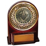 Stock 5 1/2" Medallion Award With 2" US Navy Coin and Engraving Plate Custom Branded