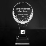 VALUE LINE! Acrylic Engraved Award - 8" Golf Ball and Tee - Platform Base Custom Branded