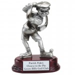 Logo Printed 5" Antique Pewter Comic Male Golf Hit & Swing Trophy