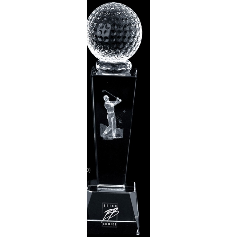 3D Golf Crystal Sport Trophy Custom Imprinted