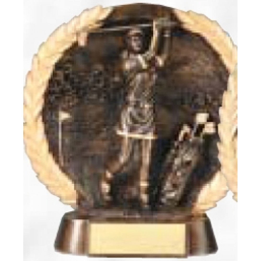 Custom Imprinted High Relief Bronze Resin Circular Plate Award (Golf/ Female) Custom Imprinted High Relief Bronze Resin Circular Plate Award (Golf/ Female)