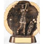 Custom Imprinted High Relief Bronze Resin Circular Plate Award (Golf/ Female)
