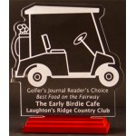 Custom Imprinted Golf-Cart-Mania Award on a Rosewood Base - Acrylic