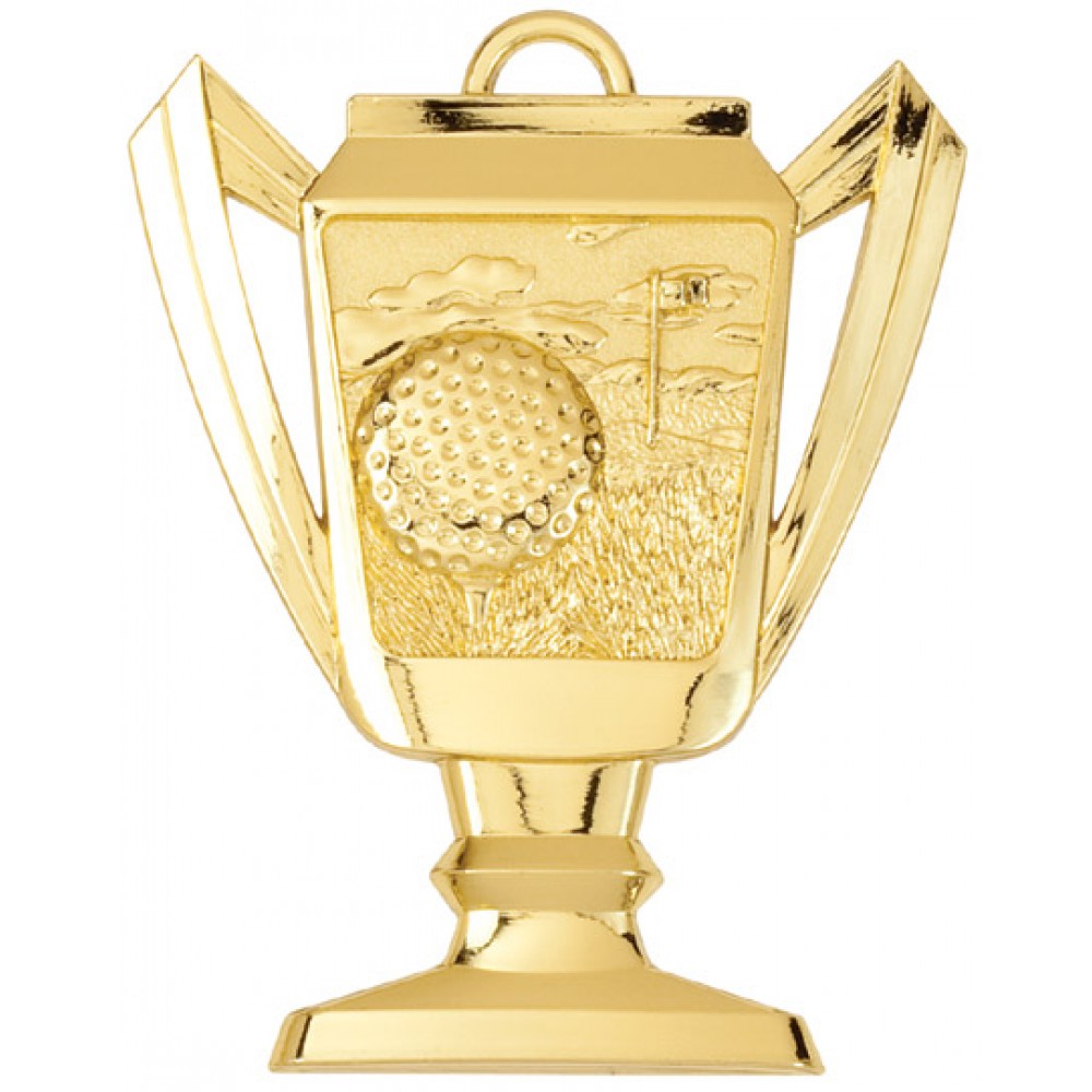 Custom Imprinted Golf Cup Medal- Bright Gold Award Custom Imprinted Golf Cup Medal- Bright Gold Award
