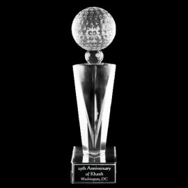 Promotional Solid Crystal Engraved Award - 7" small - Elegante Golf Ball