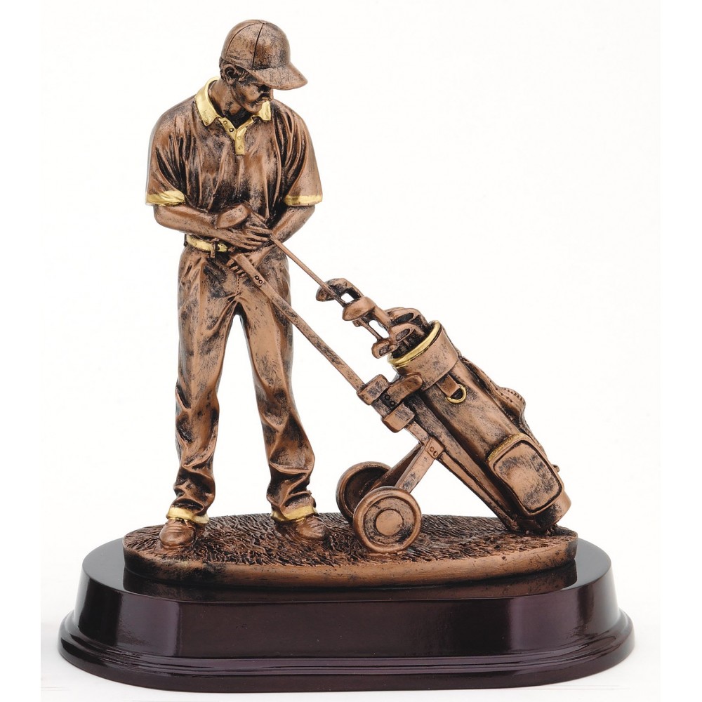 Antique Bronze Male Golfer Resin Sculpture Award Custom Imprinted Antique Bronze Male Golfer Resin Sculpture Award Custom Imprinted