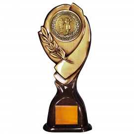 Personalized Stock 15" Classic Trophy with 2" Golf Female Coin and Engraving Plate