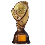 Stock Classic 10" Trophy with 2" Shooting Coin and Engraving Plate Logo Printed