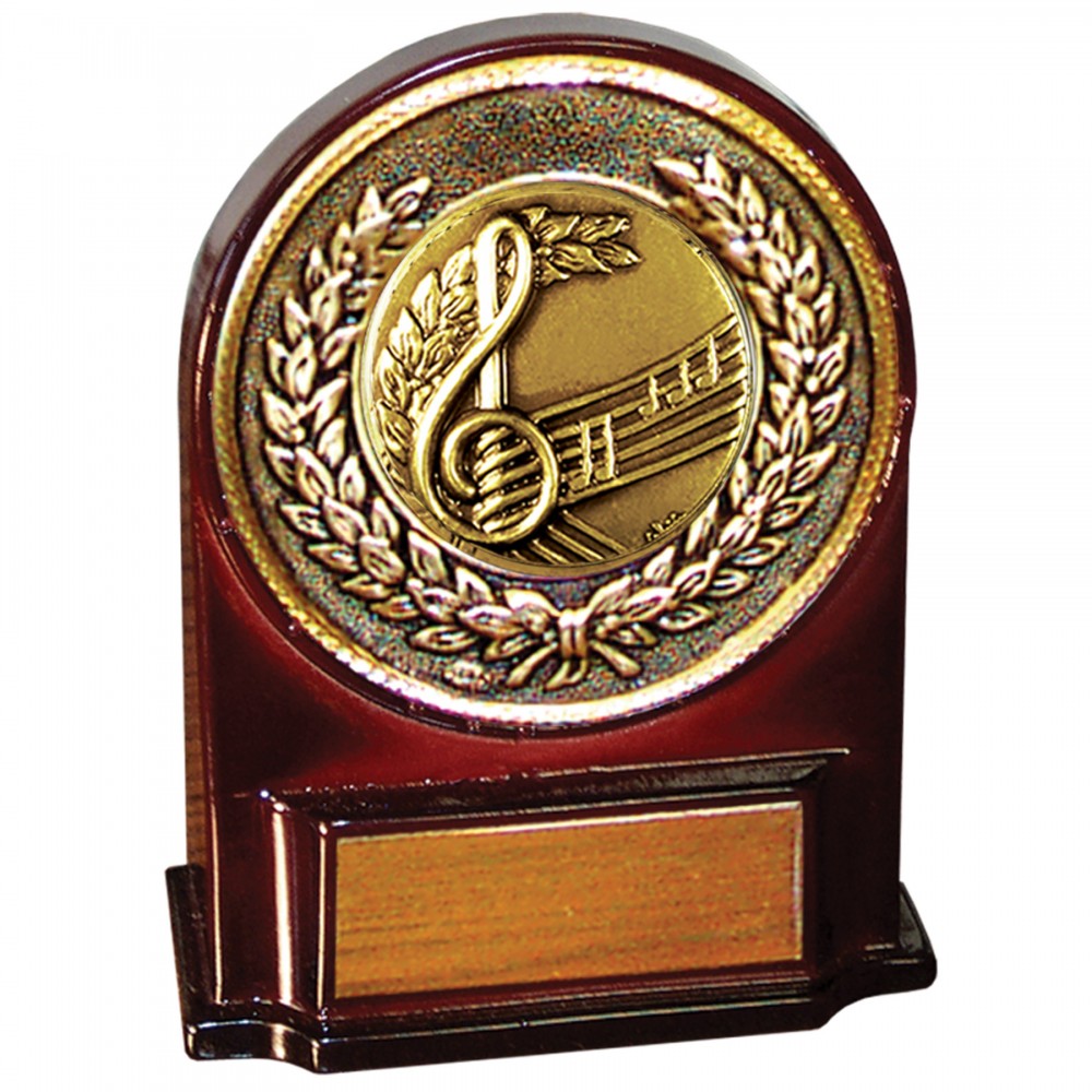 Logo Branded Stock 5 1/2" Medallion Award With 2" Music Coin and Engraving Plate
