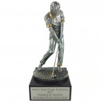 10" Antique Silver Male Golfer Trophy Custom Branded