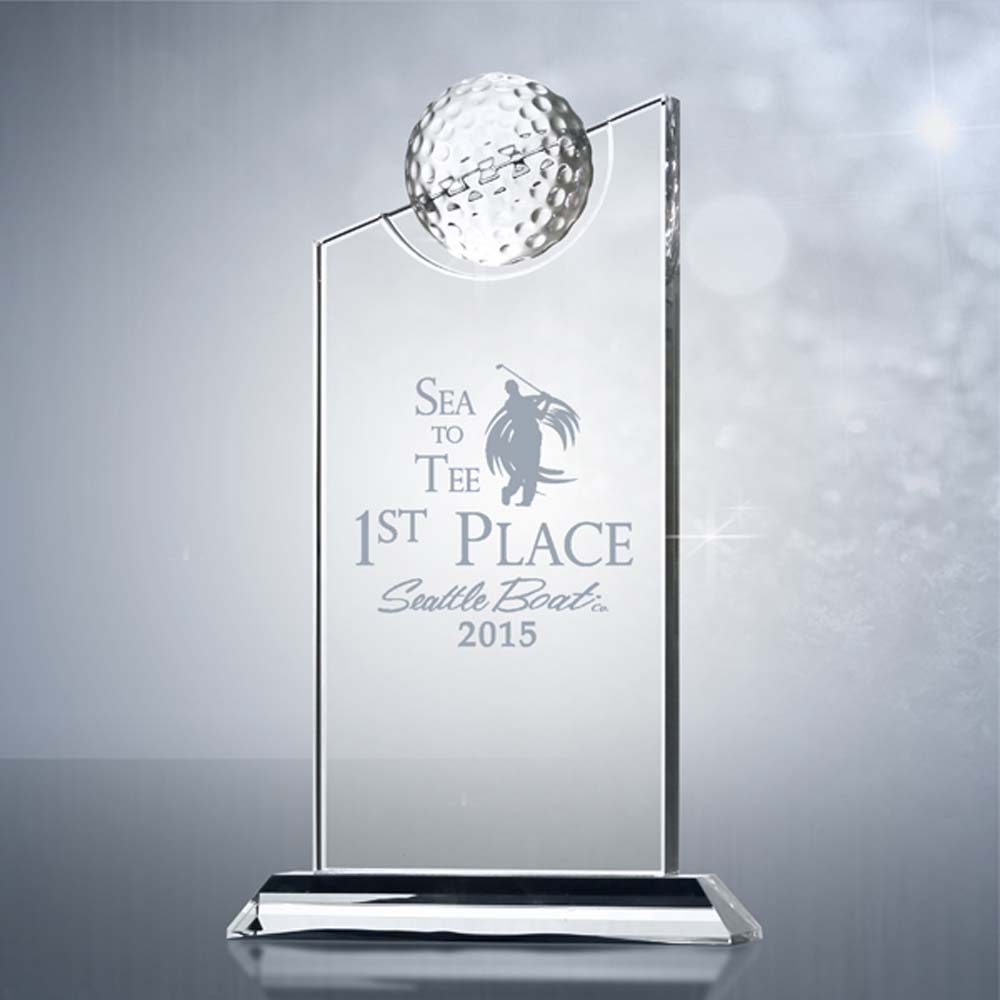 Crystal Pinnacle Golf Award Custom Imprinted