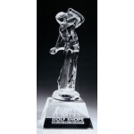 Logo Branded Small Crystal Golfer Trophy