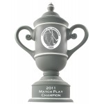 Custom Ceramic Trophy Cup - Grey / Ivory with Handles & Lid Custom Imprinted
