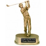 Logo Branded Golf, Male Antique Gold Figures - 8-3/4"