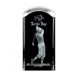 Men's High Definition 3D Crystal Dome Tower Golf Trophy Custom Imprinted