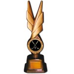 Stock Phoenix 12" Trophy with 2" Golf Coin and Engraving Plate Logo Printed