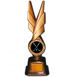 Logo Branded Stock Phoenix 12" Trophy with 2" Golf Coin and Engraving Plate