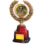 Stock 7" Trophy with 2" Soccer Male Coin and Engraving Plate Logo Printed