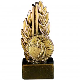 Stock 7" Laurel Trophy With 2" Golf Male Coin and Engraving Plate Custom Imprinted