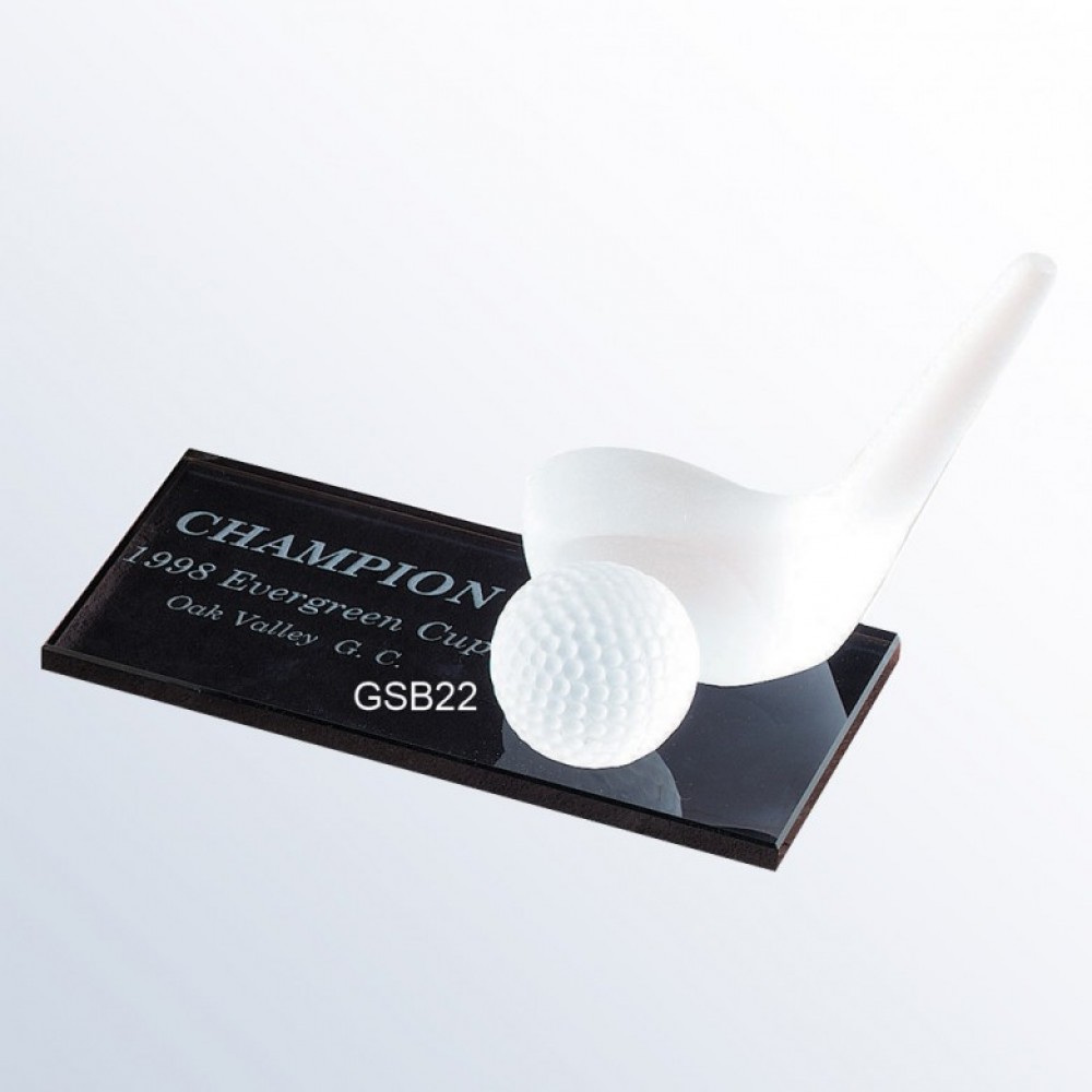 Promotional Frosted Clear Glass Golf Club Award Promotional Frosted Clear Glass Golf Club Award