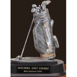 Resin Golf Bag On Rosewood Base Trophy Logo Printed  Resin Golf Bag On Rosewood Base Trophy Logo Printed