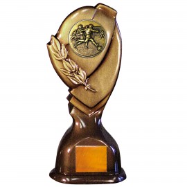 Stock Classic 10" Trophy with 2" Soccer Male Coin and Engraving Plate Custom Branded