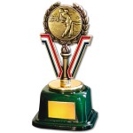 Logo Branded Stock 7" Trophy with 2" Golf Male and Engraving Plate