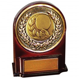 Logo Branded Stock 5 1/2" Medallion Award With 2" Table Tennis Coin and Engraving Plate
