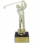 Custom Imprinted 9" Male Golf Figure Trophy w/Black Marble Base