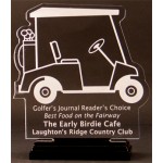 Custom Engraved Golf-Cart-Mania Award on a Black Base - Acrylic