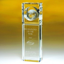 Logo Branded 8 1/2" Absolute Globe Trophy Crystal Award