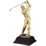 Personalized Majestic Swing Golfer - Male - Gold Metallic 13" Tall